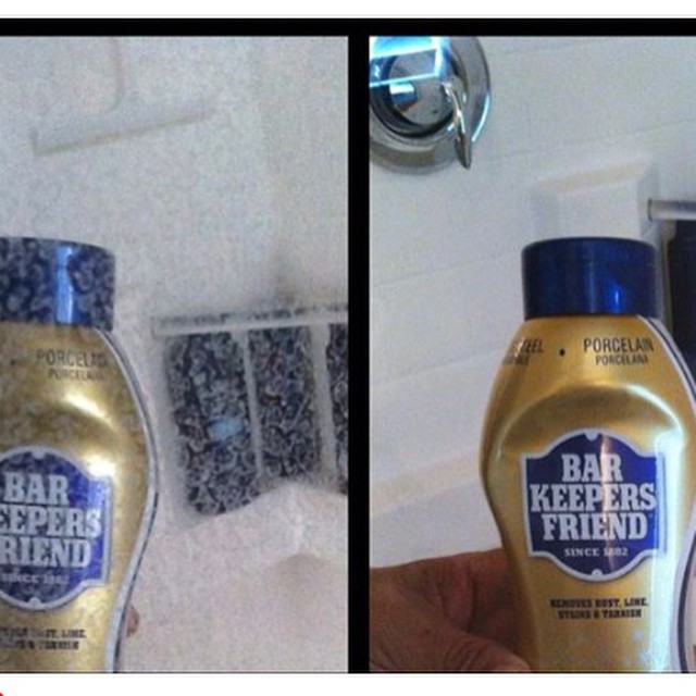 How To Clean A Hard Water Stained Shower Door Bar Keepers Friend
